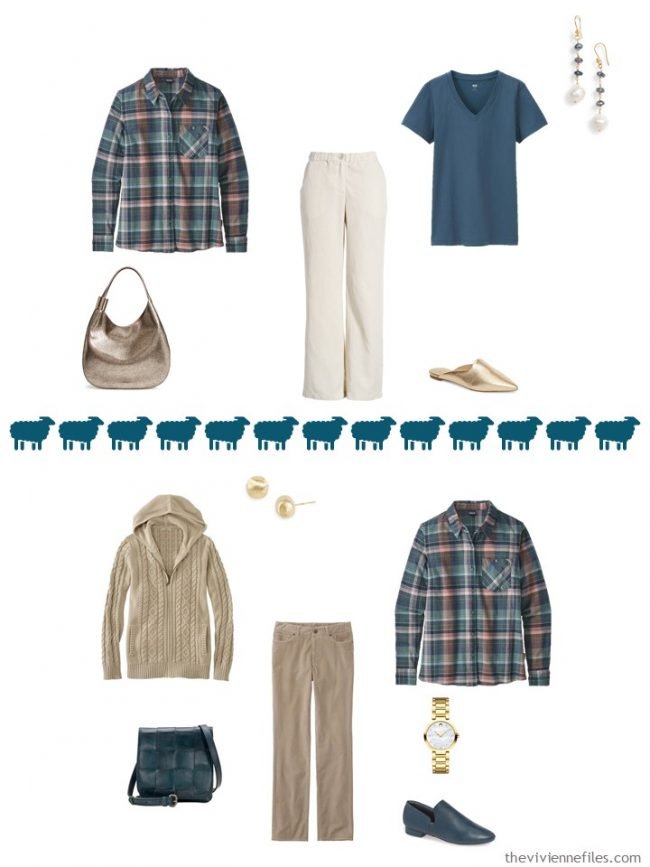 13. 2 ways to wear a plaid flannel shirt in a capsule wardrobe