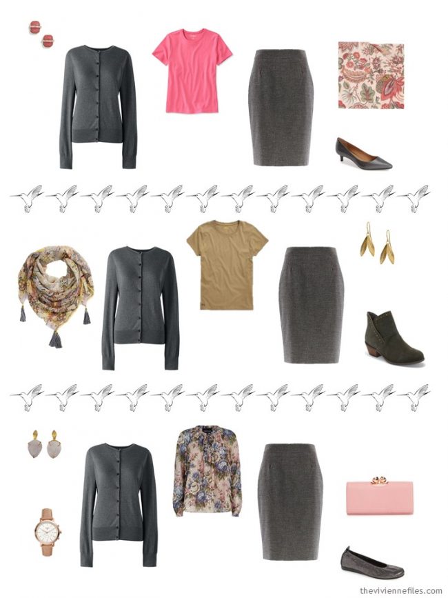 16. 3 ways to wear a grey skirt in a capsule wardrobe