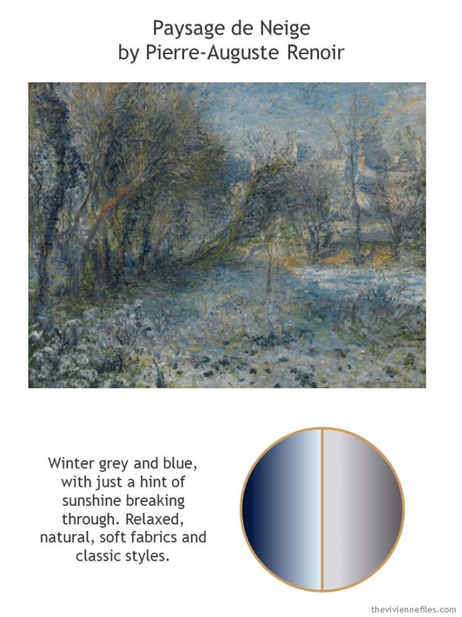 2. Paysage de Neige b Renoir with style guidelines and color palette