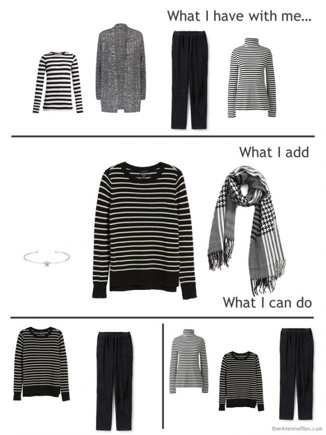 3. adding a striped cashmere sweater to a travel capsule wardrobe