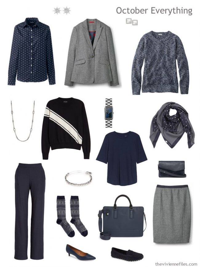 6. autumn travel capsule wardrobe in navy and white