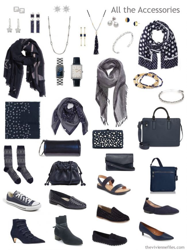 8. accessories for a navy and white capsule wardrobe