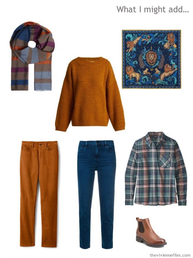 9. Winter additions to a capsule wardrobe in rust, beige and teal