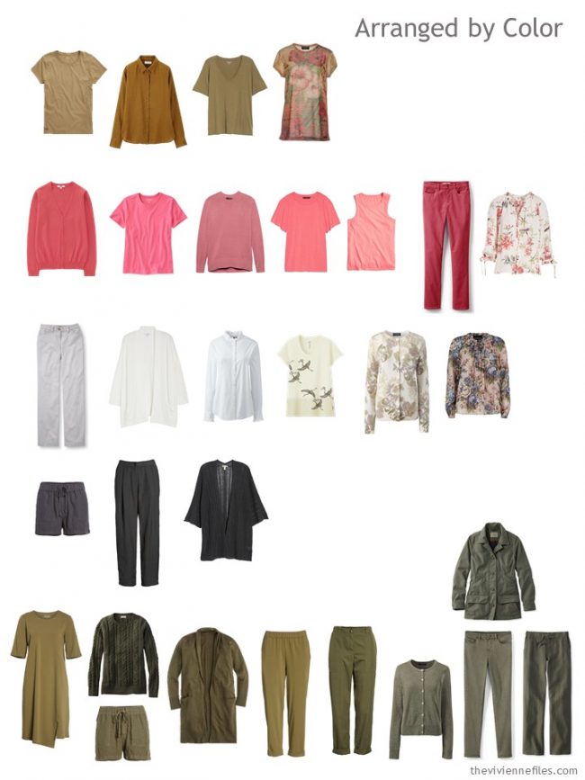 9. sorting clothes in a capsule wardrobe by color