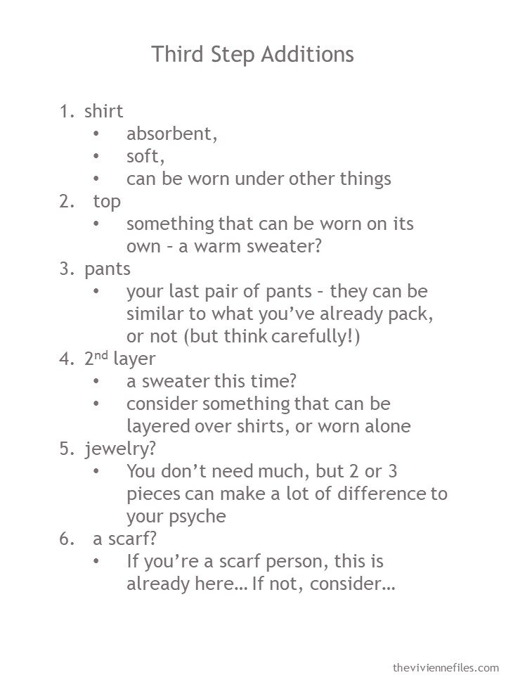 10. Guidelines for last 4 garments to pack for travel capsule wardrobe