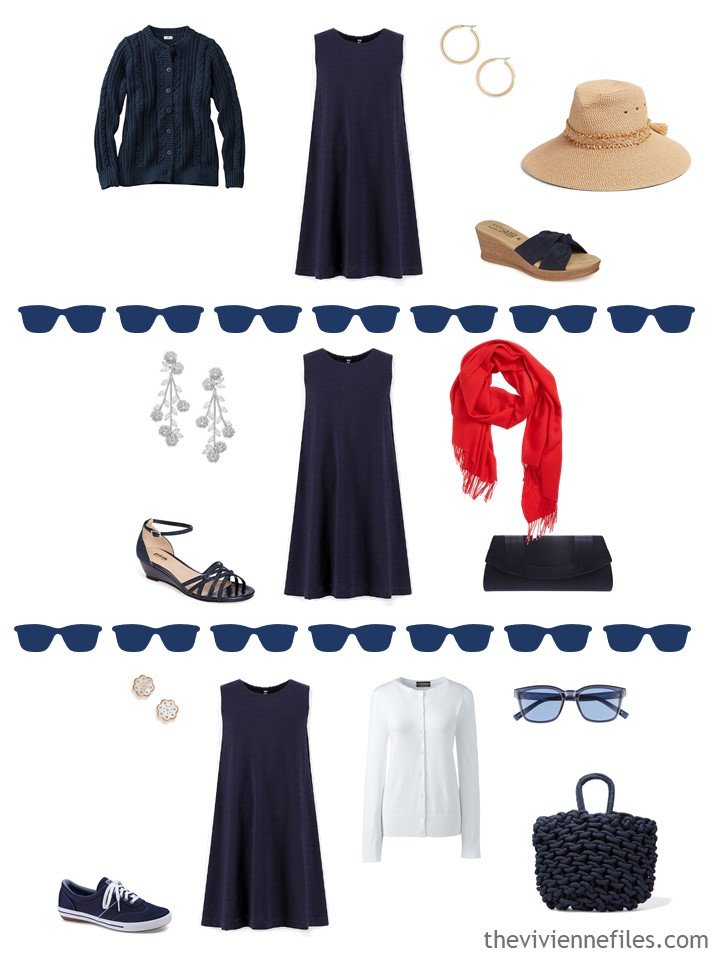 11. 3 ways to wear a navy sleeveless dress