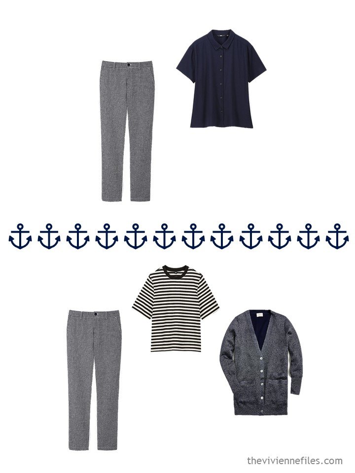 13. 2 ways to wear navy gingham pants from a travel capsule wardrobe