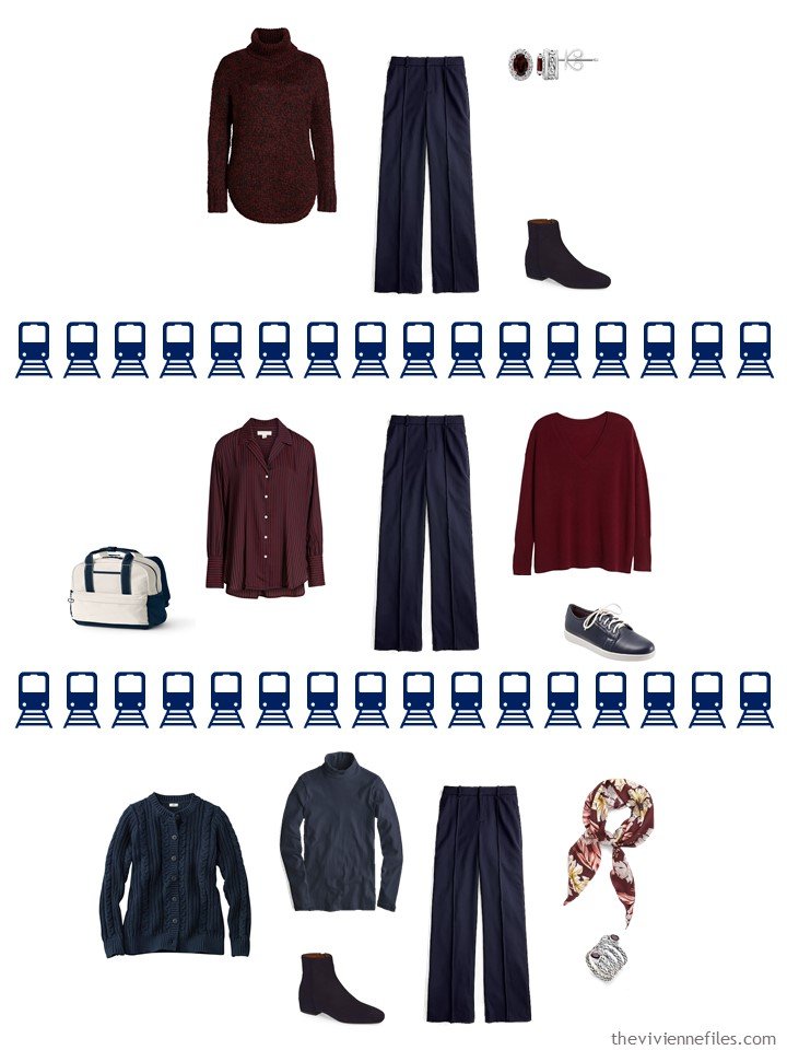 22. 3 ways to wear navy wool pants from a travel capsule wardrobe