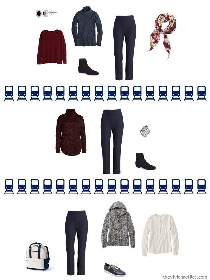 24. 3 ways to wear navy pants from a travel capsule wardrobe