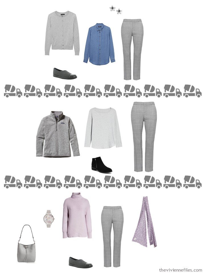 25. 3 ways to wear grey plaid pants from a travel capsule wardrobe