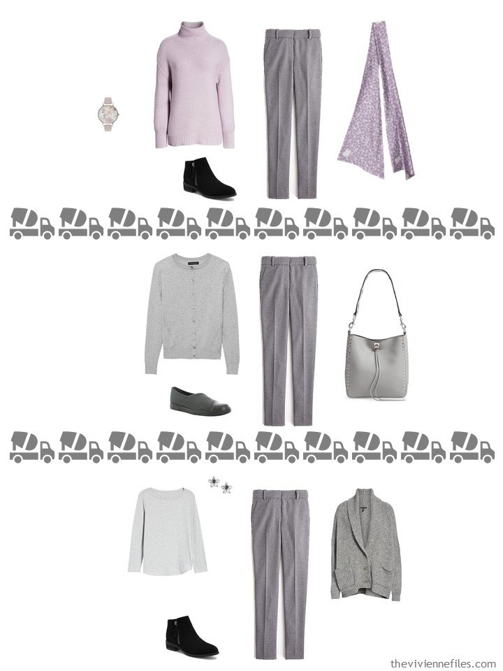 27. 3 ways to wear grey pants from a travel capsule wardrobe