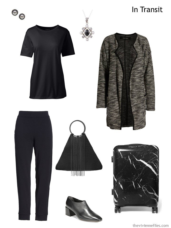 3. Grey and black cold weather travel outfit