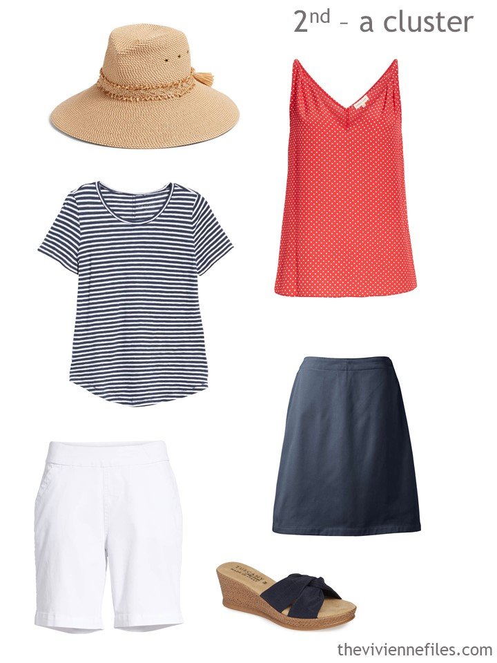 3. navy, red and white warm weather wardrobe cluster