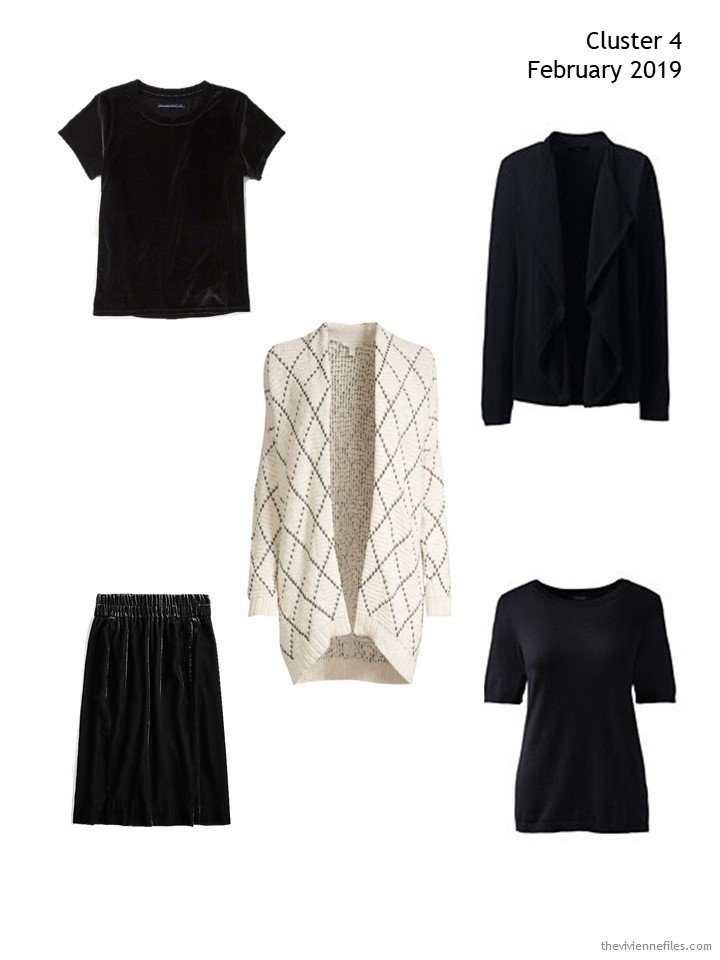 4. cold-weather cluster based on a black velvet skirt