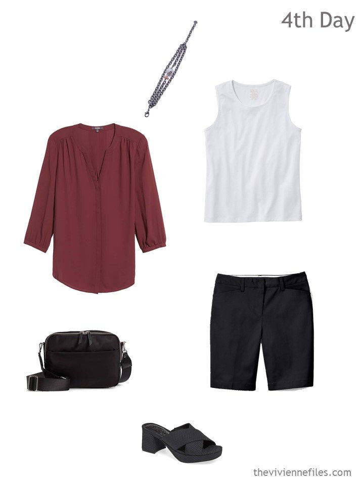 4. hot weather outfit in black, white and red