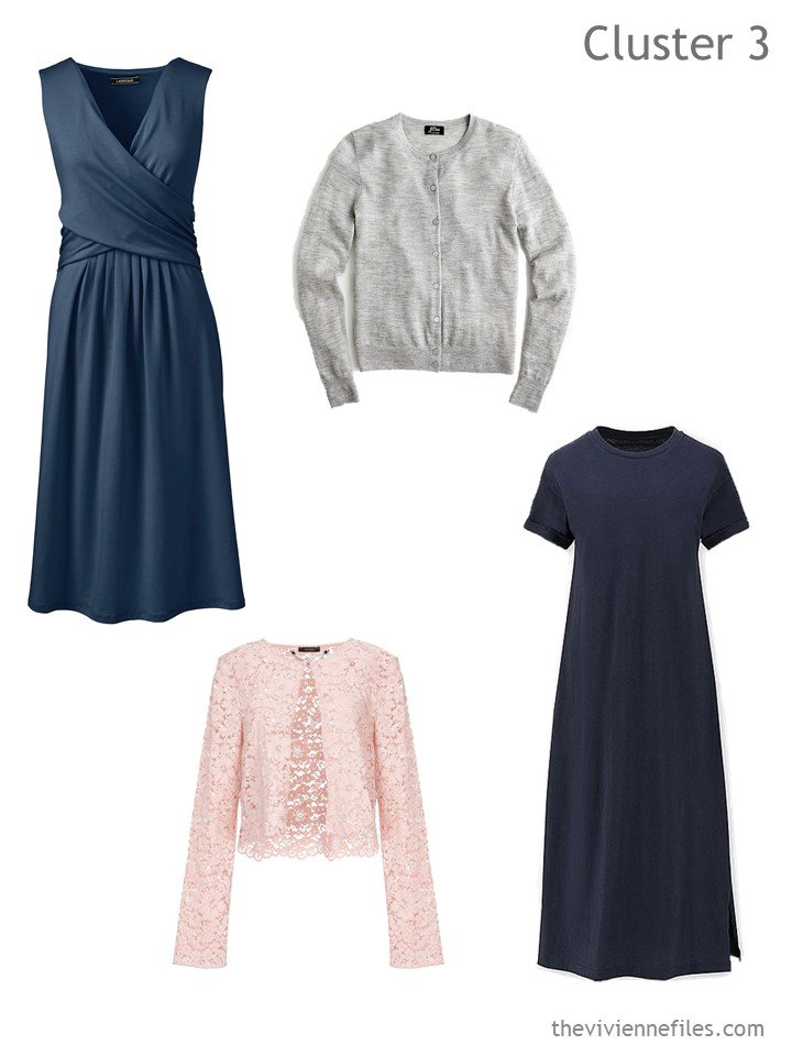 5. 2 navy dresses with cardigans