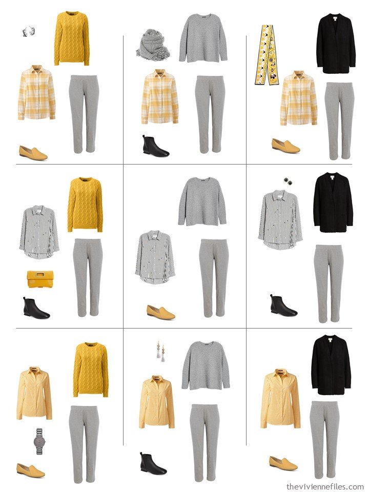 6. 9 ways to wear grey pants from a travel capsule wardrobe