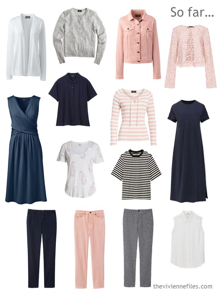 6. incomplete travel wardrobe in navy, grey, blush and white