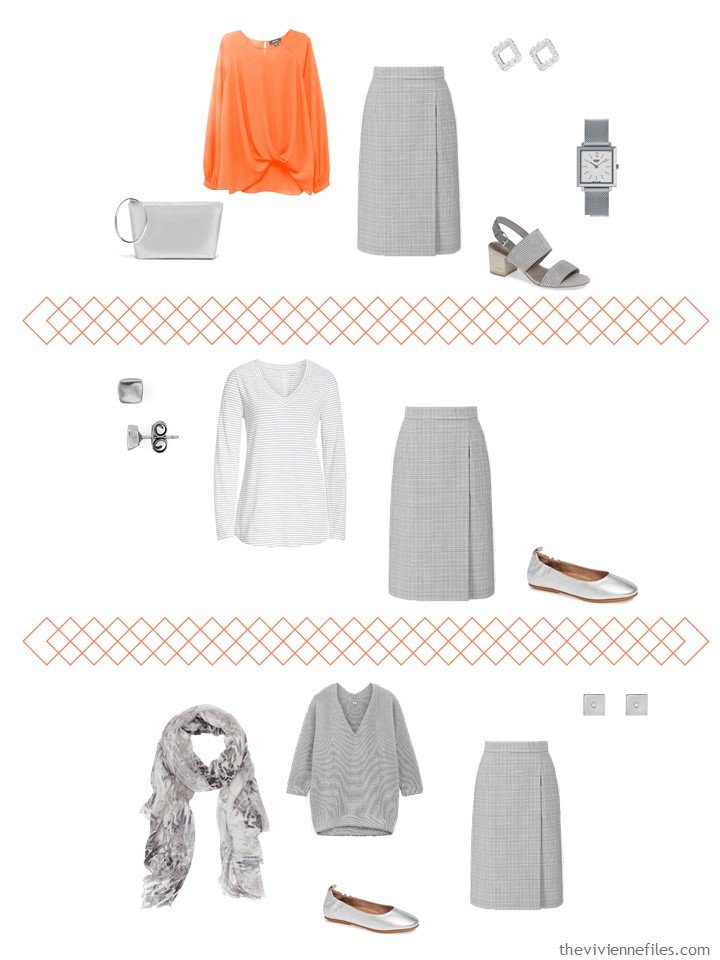 7. 3 ways to wear a grey skirt from a travel capsule wardrobe