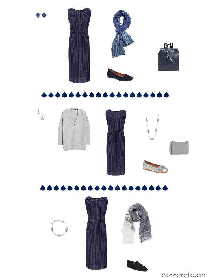 7. 3 ways to wear a navy dress in a capsule wardrobe