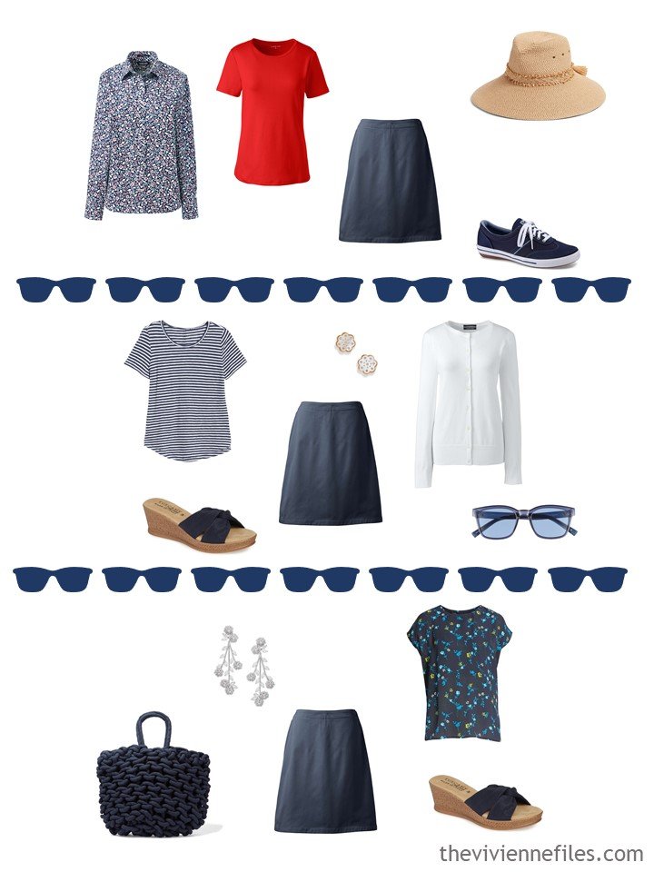 7. 3 ways to wear a navy skirt in warm weather