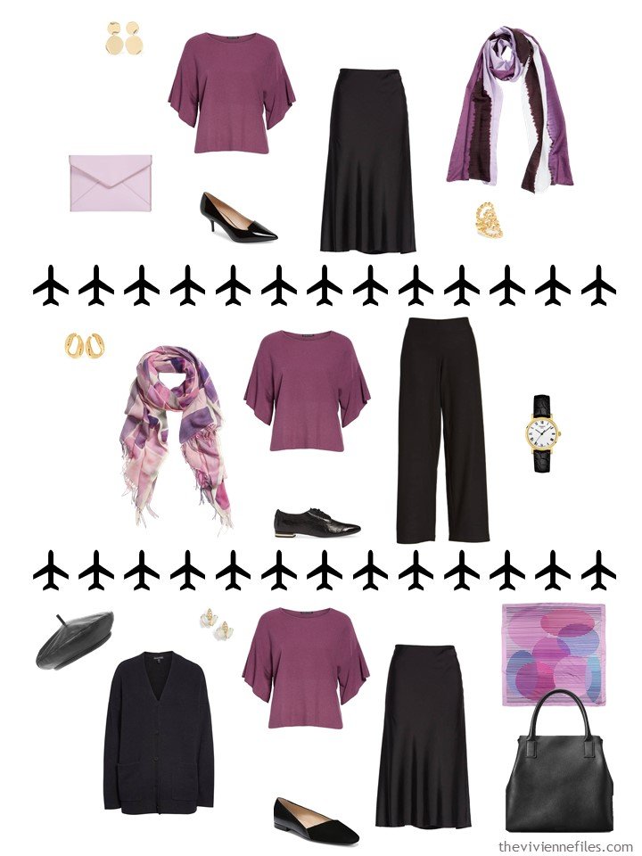 9. 3 ways to wear a berry top from a travel capsule wardrobe