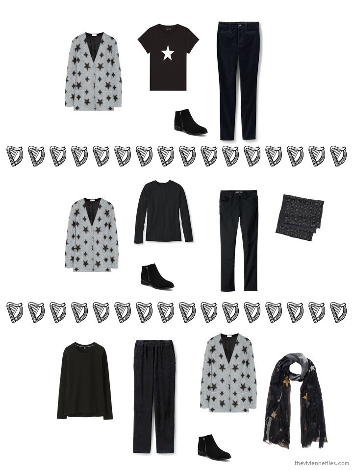 9. 3 ways to wear a star cardigan from a travel capsule wardrobe