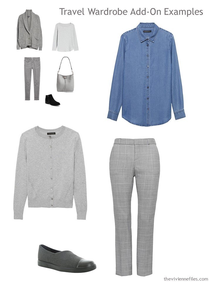 9. grey and chambray outfit for travel capsule wardrobe