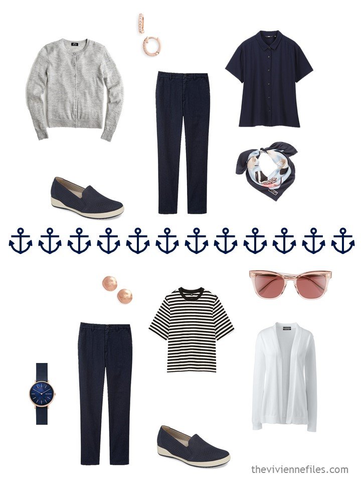10. 2 ways to wear navy pants from a travel capsule wardrobe