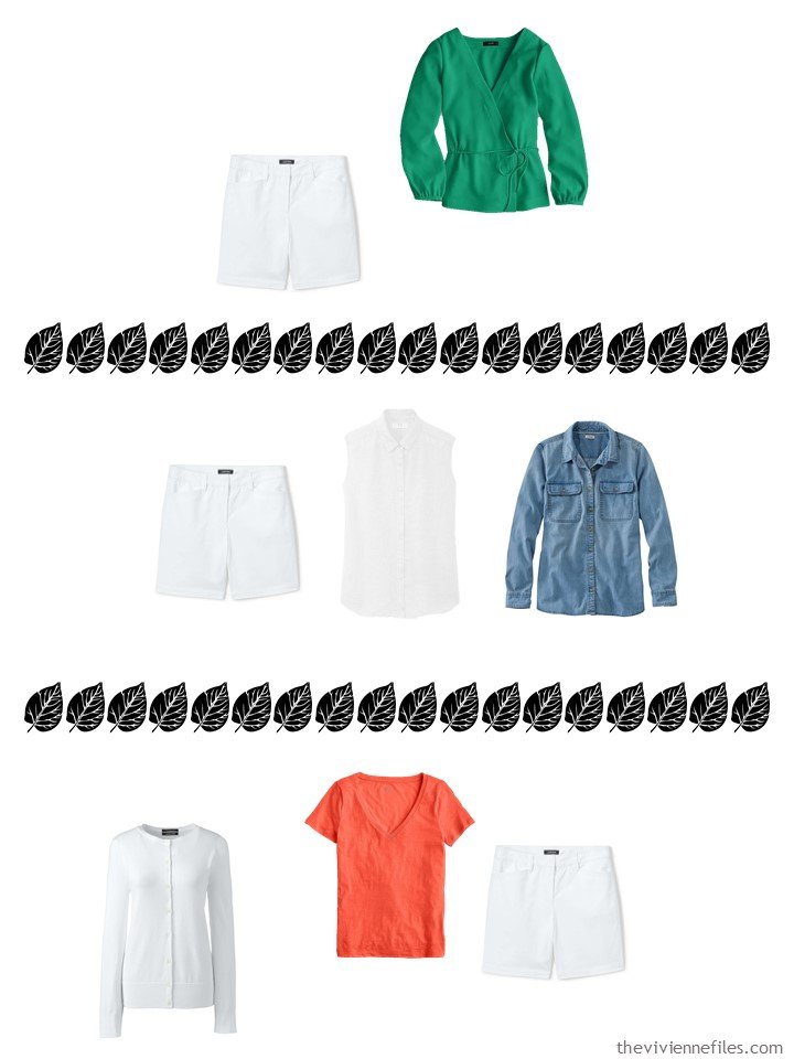 14. 3 ways to wear white shorts from a 4 by 4 Wardrobe