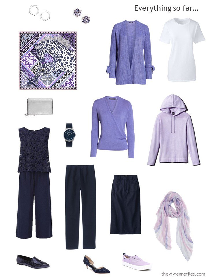 14. navy, lavender and white capsule wardrobe