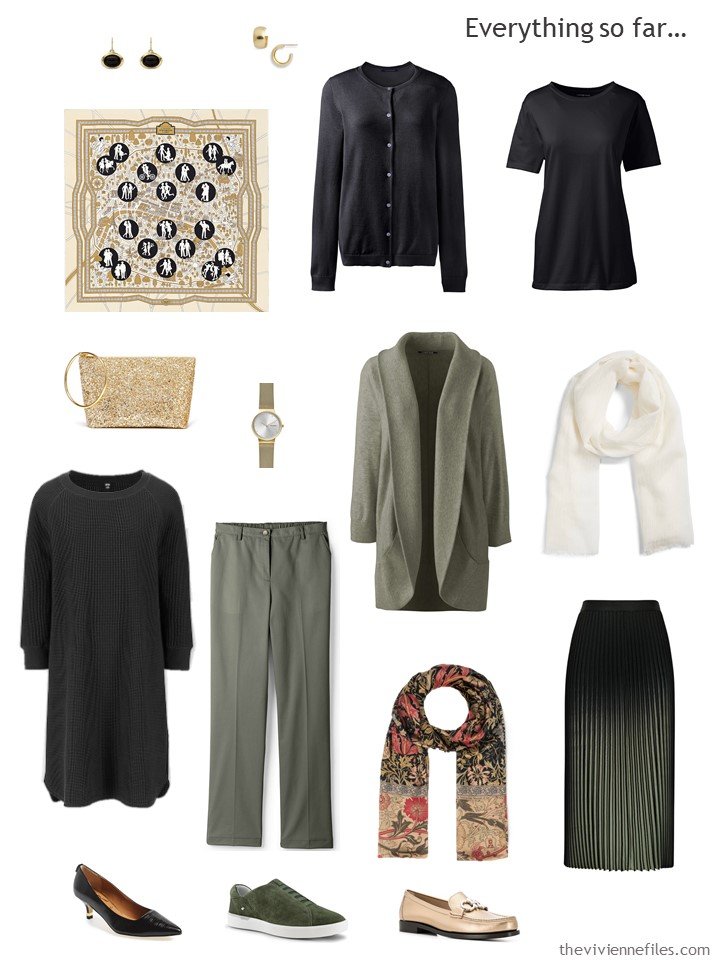 18. black, olive and white capsule wardrobe