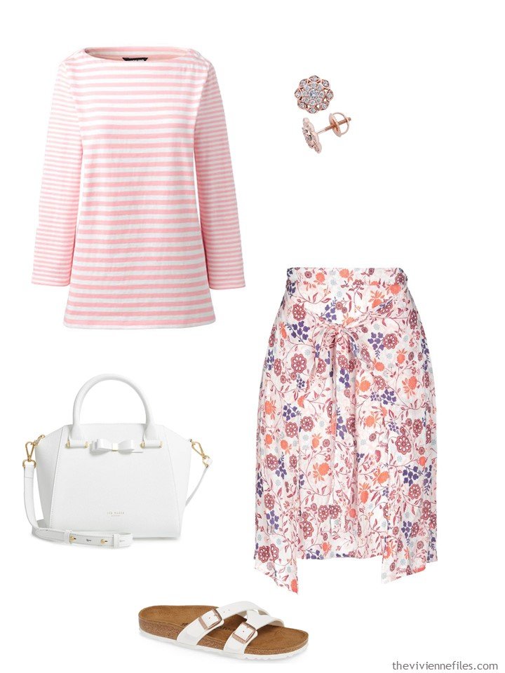 4. coral and white stripes and flowers outfit