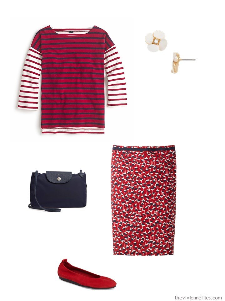 6. red and white stripes and flowers outfit