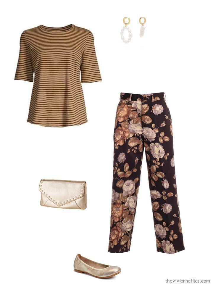 7. brown stripes and flowers outfit