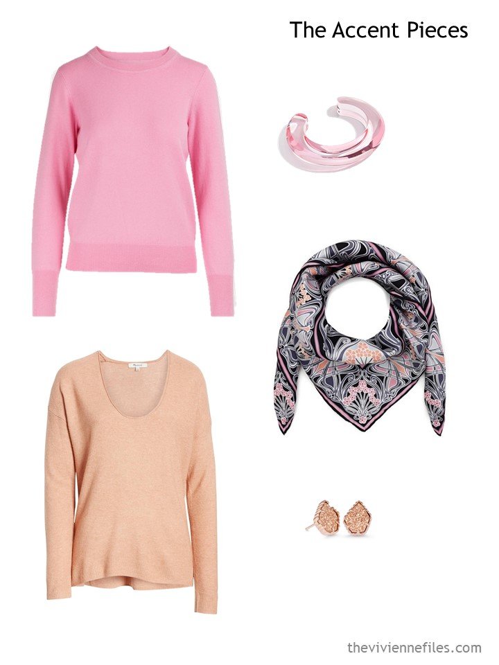 7. wardrobe accents in pink and apricot