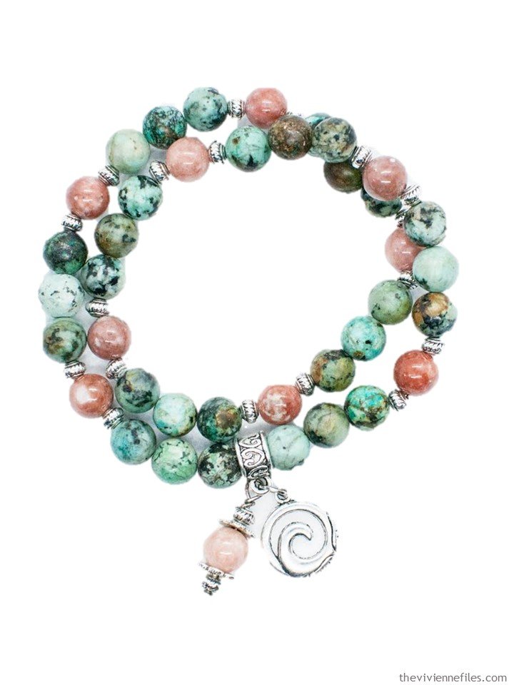 1. African turquoise and cherry blossom jasper bracelet by Fierce Lynx Designs