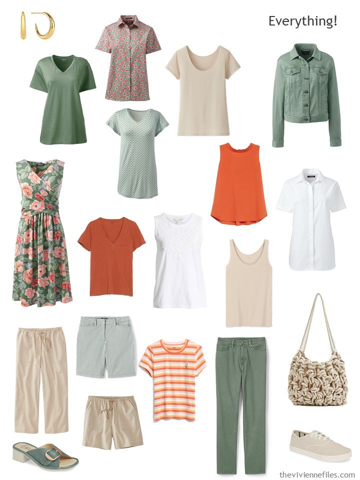 10. capsule wardrobe in green, beige, rust and white