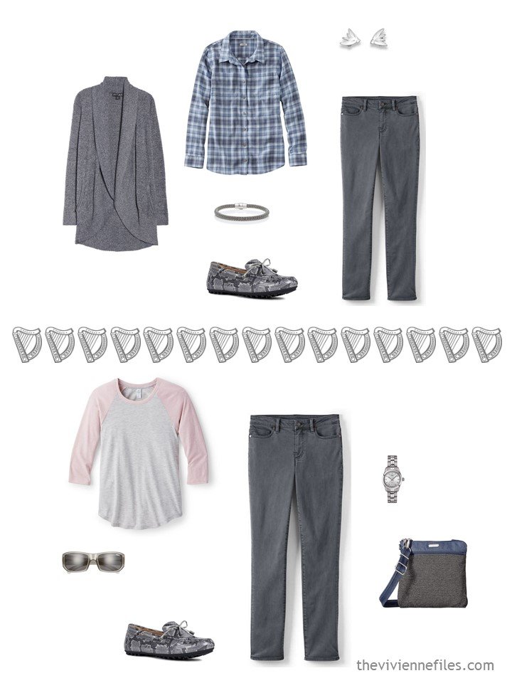 11. 2 ways to wear grey jeans from a travel capsule wardrobe