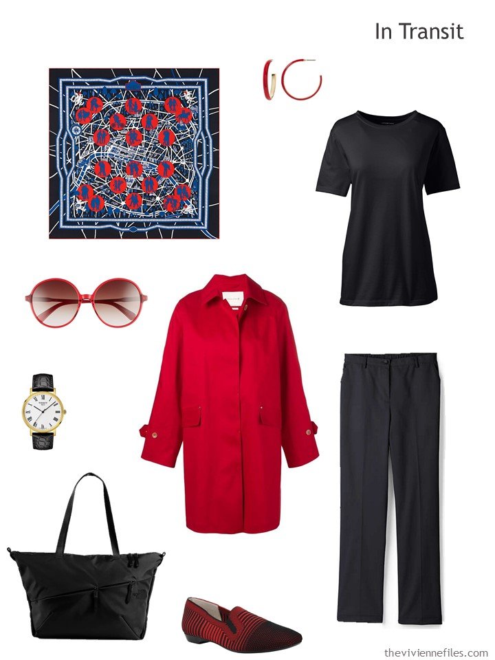 2. black and red travel outfit