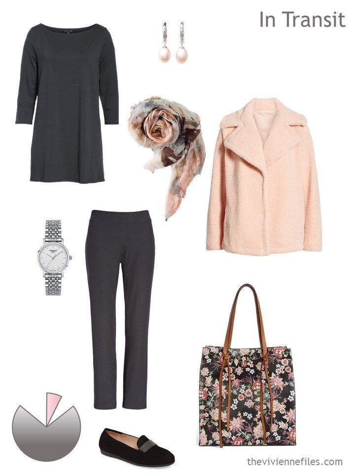 2. peach and grey travel outfit