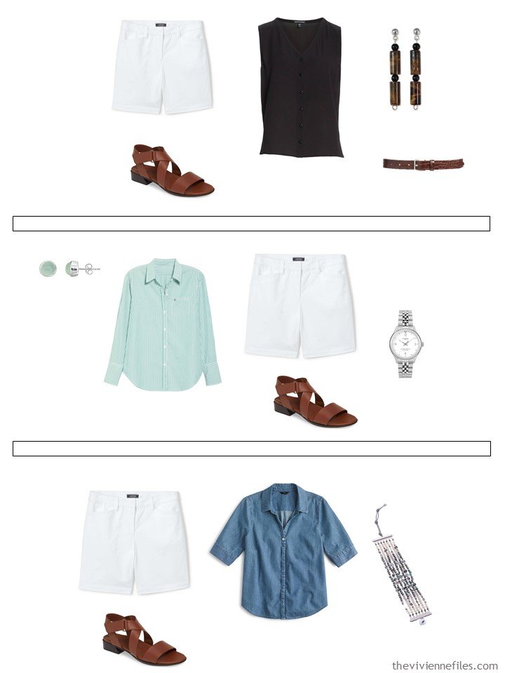 20. 3 ways to wear white shorts from a capsule wardrobe