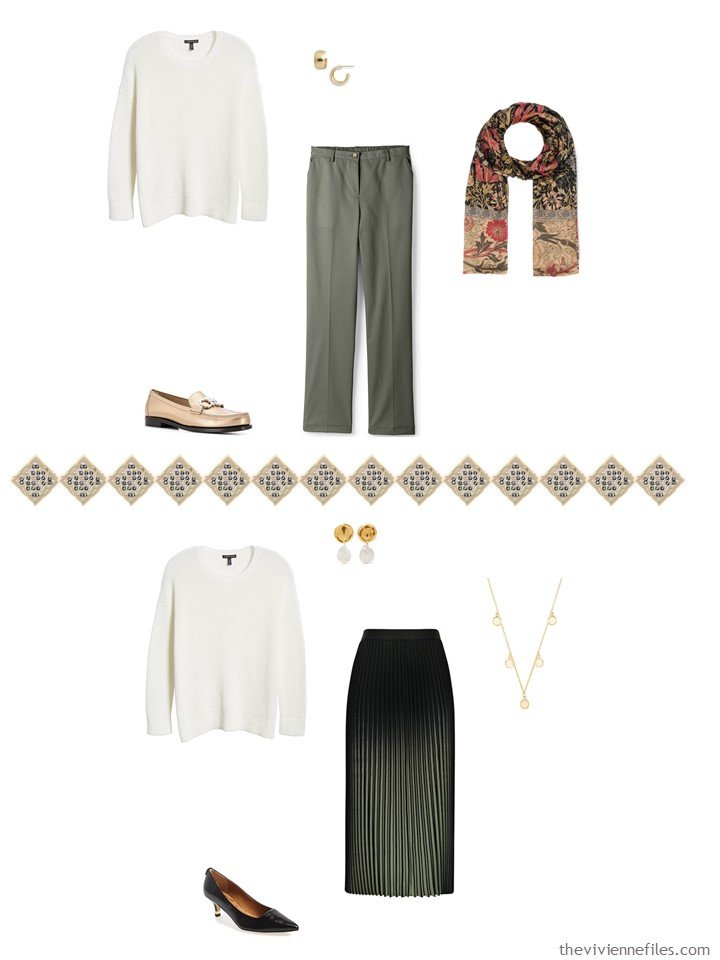 30. 2 ways to wear an ivory sweater from a capsule wardrobe