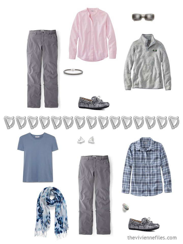 4. 2 ways to wear grey hiking pants from a travel capsule wardrobe