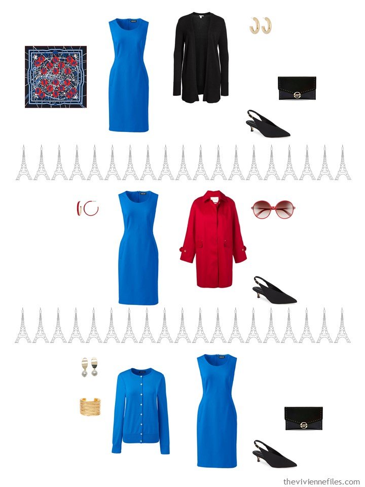 5. 3 ways to wear a blue dress from a travel capsule wardrobe