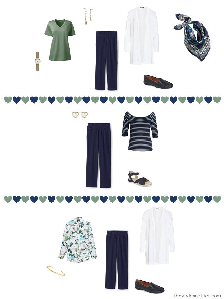 6. 3 ways to wear navy pants from a travel capsule wardrobe