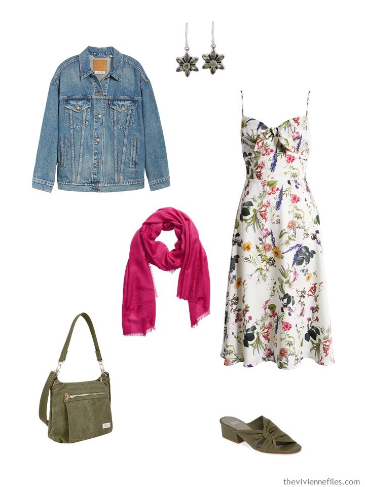 6. floral dress with a denim jacket