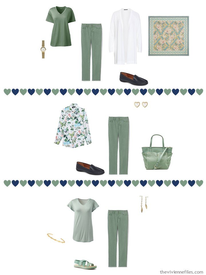 7. 3 ways to wear a green dress from a travel capsule wardrobe