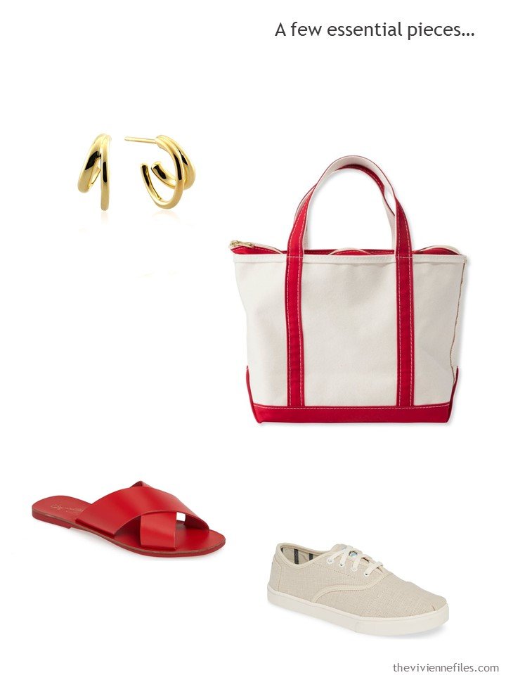 8. 4 accessories for a red and beige wardrobe