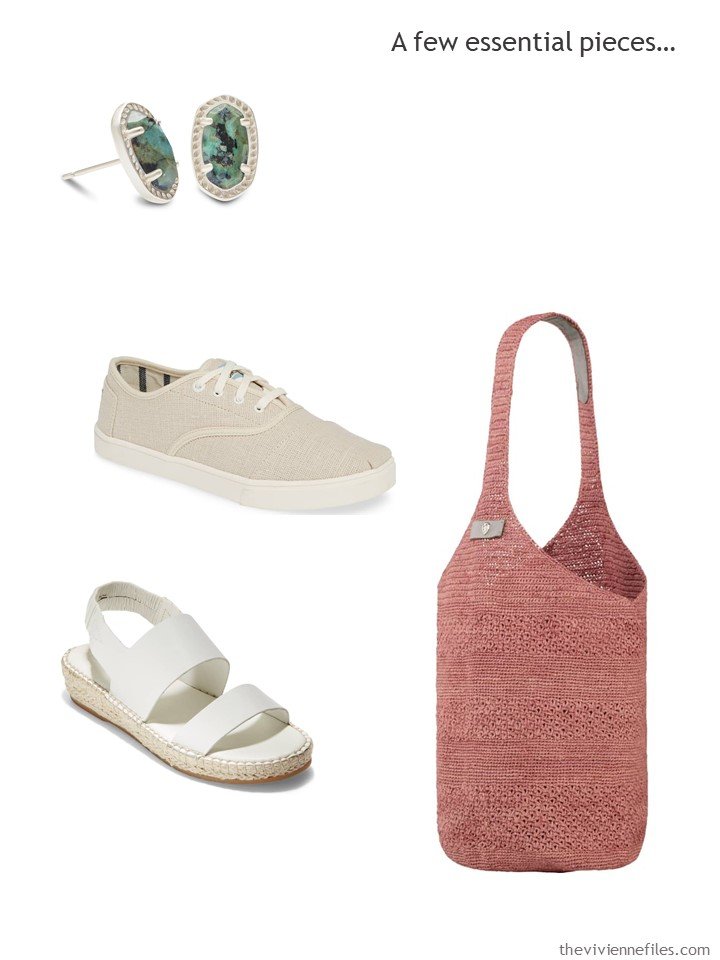 8. Essential accessories for a Whatever's Clean 13 wardrobe in stone, white, rust, blush and green